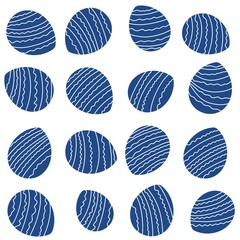 Drawn classic blue eggs on white background. Sketch for greeting card or postcards, covers, wrapping paper. Elements for scrapbooking.