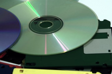Retro Computing memory media storage. Floppy and Compact Disks 