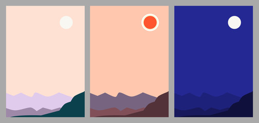 set of three landscape banners