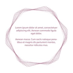 Abstract frame with a lot of pink lines on a white background and space for your text. Propagated hexagon. Minimalistic vector cover design. Background for banners and web design. Space for text