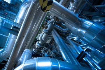 industrial Steel pipelines, valves, cables and walkways