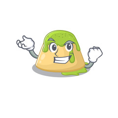 Pudding green tea cartoon character style with happy face