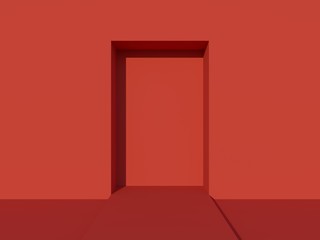 Modern bright interiors. 3D rendering illustration Red color