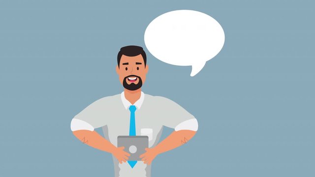 young businessman with speech bubble avatar character