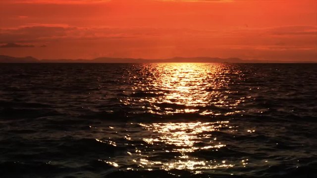 Dreamy and Dark Sunset and the Sea