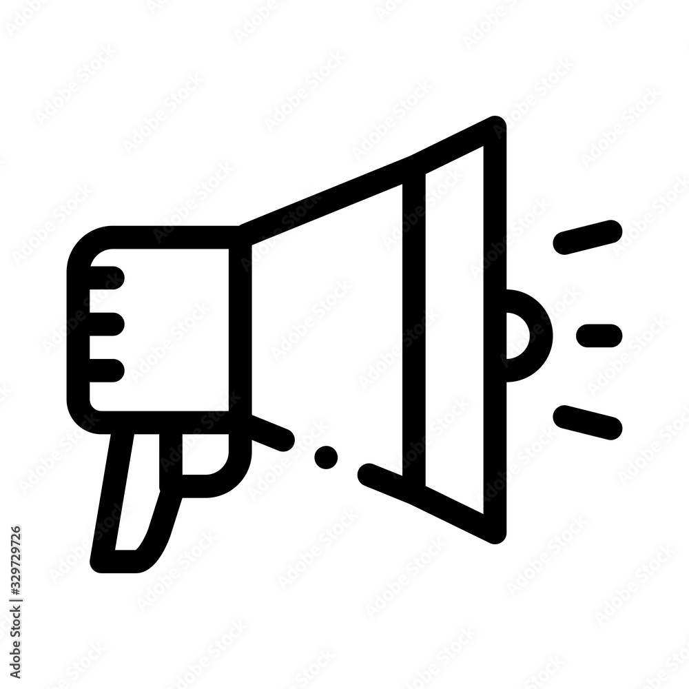 Sticker Loudspeaker Megaphone Agile Element Vector Icon Thin Line. Agile Gear And Document, Sandglass And Package, Loud-speaker And Stop Watch Concept Linear Pictogram. Monochrome Contour Illustration