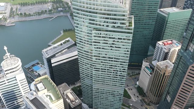  high angle view of singapore financial buildings at morning 