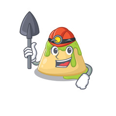 Cool miner worker of pudding green tea cartoon character design