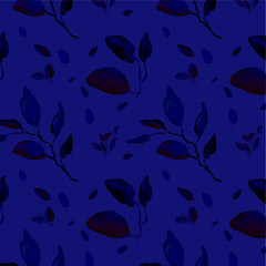 Fototapeta na wymiar Colorful wallpaper, seamless patterns with colorful leaves painted by paints