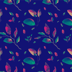  Colorful wallpaper, seamless patterns with colorful leaves painted by paints
