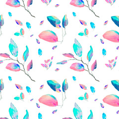  Colorful wallpaper, seamless patterns with colorful leaves painted by paints