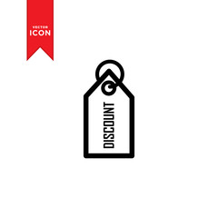 Discount icon vector. Price tag icon illustration. Flat design style on trendy icon.