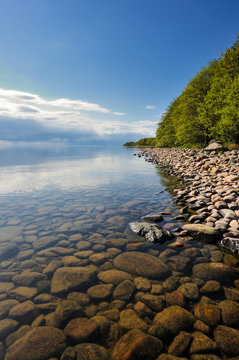 Pebbles on coastline, Hindens rev, V&auml;nern, Sweden.