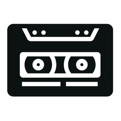 Retro cassette black icon on white background