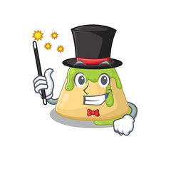 Charming pudding green tea cartoon design performance as a Magician style