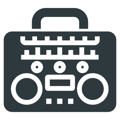 Retro boombox black icon on white background