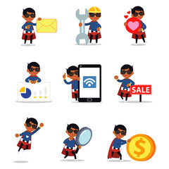 Set character of man as beer hero with funny smile face.