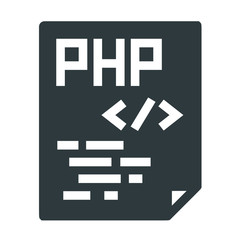 php programming black icon on white background