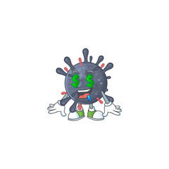 Rich coronavirus epidemic with Money eye mascot character concept