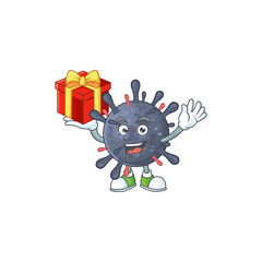 A mascot design style of coronavirus epidemic showing crazy face