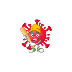 Cartoon design of coronavirus amoeba having baseball stick