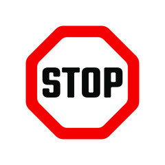Red stop sign. Vector icon