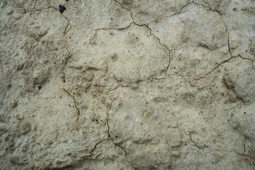 Texture of dried cracked clay. Macro background image of dried clay