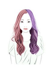 透き通った目で見つめるロングヘアーの女性