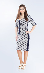 in full growth. attractive woman model in evening make-up