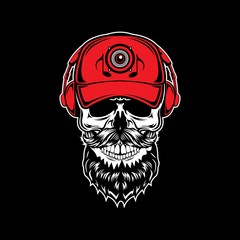 skull head with  headphones illustration