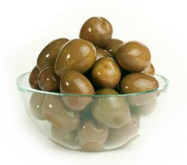 Olives in glass bowl