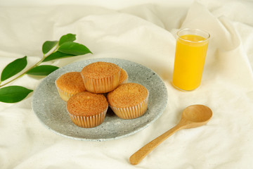 Ancient egg cakes set top view on canvas background.