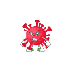 Charming coronavirus amoeba mascot design style waving hand
