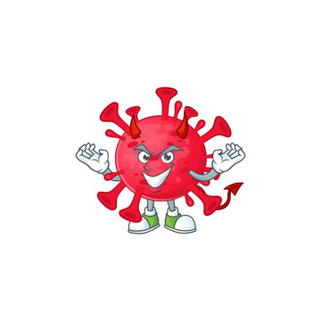 Cartoon picture of coronavirus amoeba in devil cartoon character design