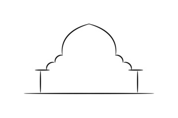 Simple masjid or mushola logo icon line art vector, suitable for logo, poster, brochure, background, presentation and graphic design