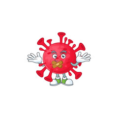 Coronavirus amoeba cartoon character design concept showing silent gesture