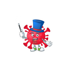 Charming coronavirus amoeba cartoon design performance as a Magician style