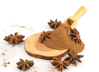 Spices cinnamon sticks and anise star.