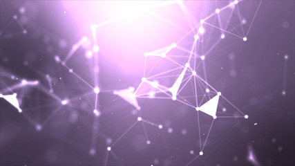 Abstract background Dot and connect line for cyber technology futuristic and network connection concept with dark and grain processed wide screen ratio.