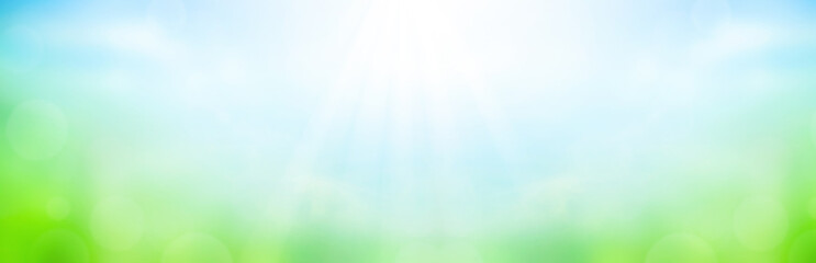 World Environment Day concept: Abstract blurred beautiful green and blue sky background