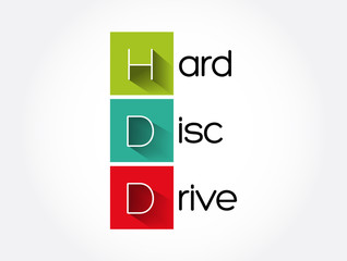 HDD - Hard Disc Drive acronym, technology concept background