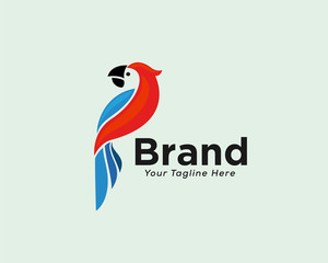Simple parrots look back art logo design inspiration