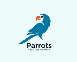 simple blue parrots arts logo design inspiration