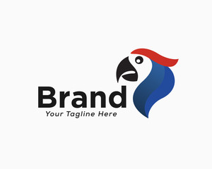 Simple head parrots art logo design inspiration