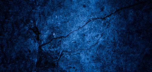 Old wall pattern texture cement blue dark abstract  blue color design are light with black gradient background.