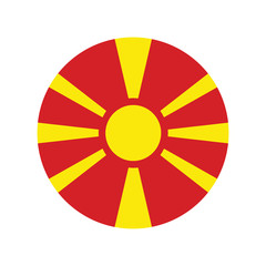Obraz premium Macedonia national flag, National flag of Macedonia. Shiny round button with shadow.