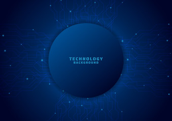 Technology background circle space color dark blue style line flow light move