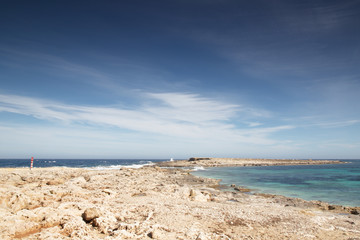 Fototapeta na wymiar Seascape near Qawra Point Beach in Malta