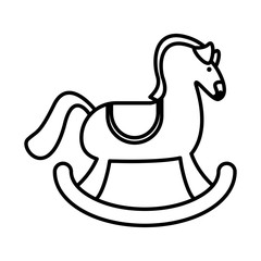 cute horse wooden child toy flat style icon