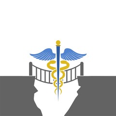 Simple Illustration of caduceus medical symbol isolated on a white background